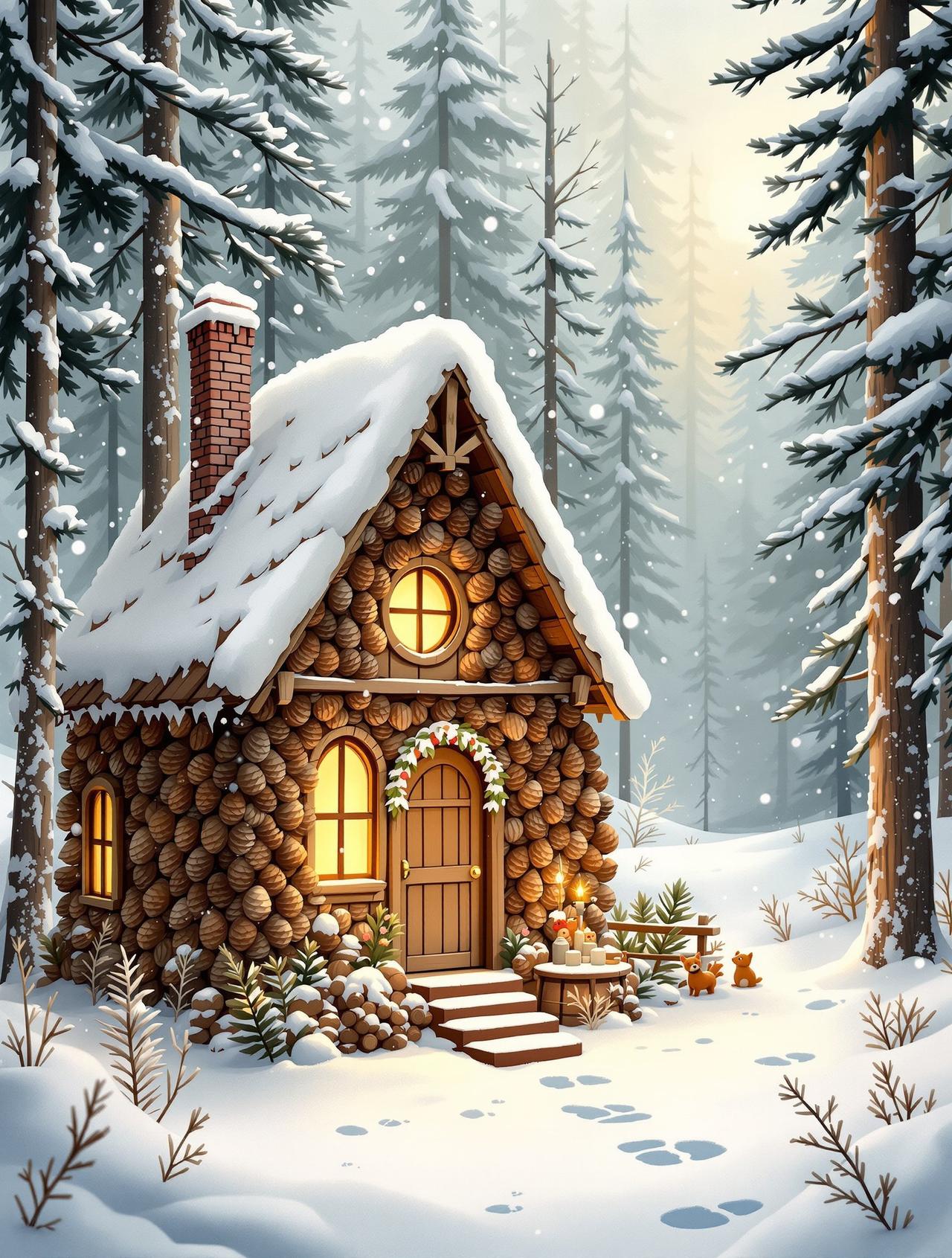 香蕉黄色视频作品《松果小屋的冬天》花林海报